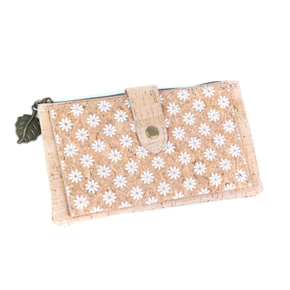 6pcs | Cork Long Wallet | Boho Print, Multi-Card & Zip Coin Pocket BAGD-633