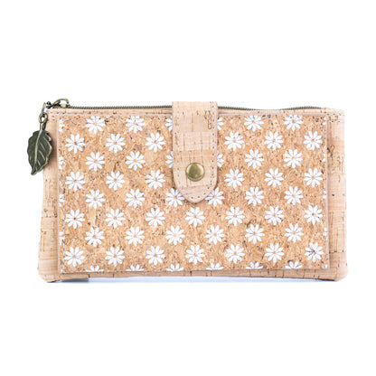 6pcs | Cork Long Wallet | Boho Print, Multi-Card & Zip Coin Pocket BAGD-633