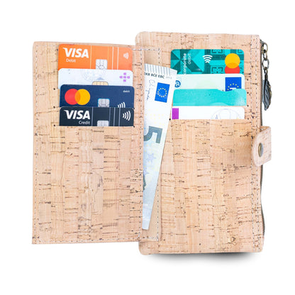 6pcs | Cork Long Wallet | Boho Print, Multi-Card & Zip Coin Pocket BAGD-633