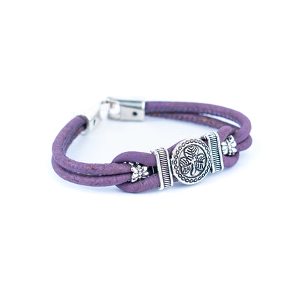 Natural Cork and a vintage clover Accessories Handmade Women's cork Bracelet BR-495-MIX-5