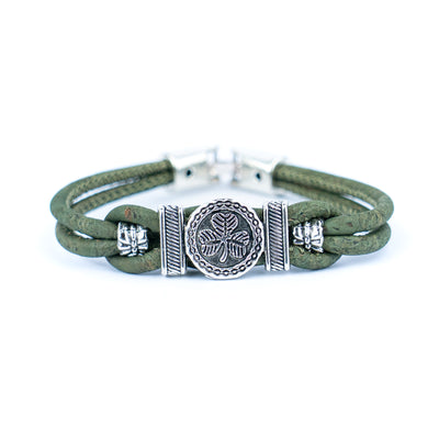 Natural Cork and a vintage clover Accessories Handmade Women's cork Bracelet BR-495-MIX-5