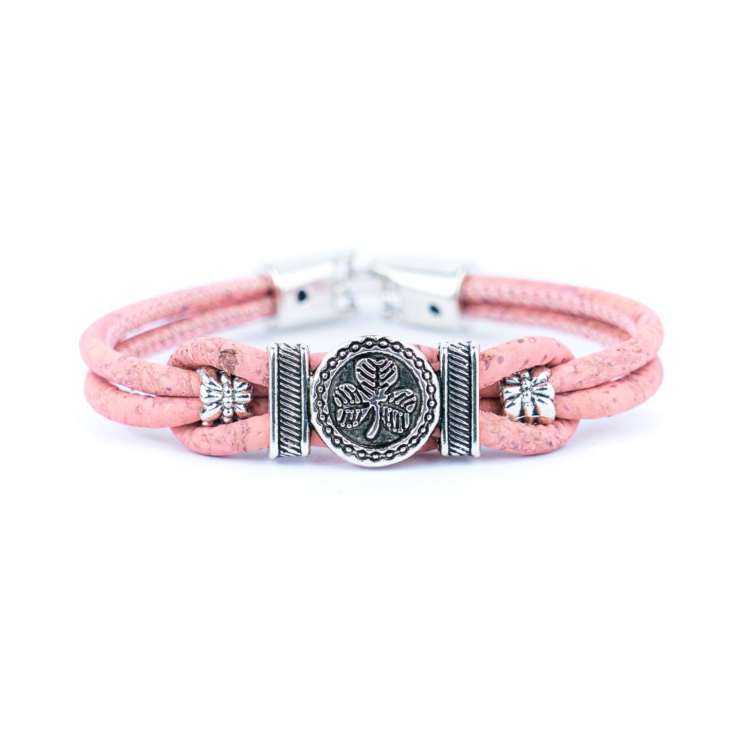 Natural Cork and a vintage clover Accessories Handmade Women's cork Bracelet BR-495-MIX-5