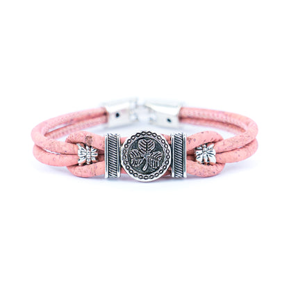 Natural Cork and a vintage clover Accessories Handmade Women's cork Bracelet BR-495-MIX-5