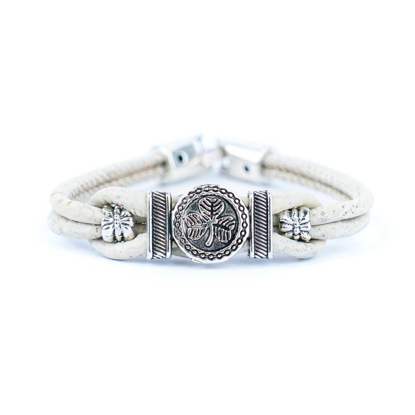 Natural Cork and a vintage clover Accessories Handmade Women's cork Bracelet BR-495-MIX-5