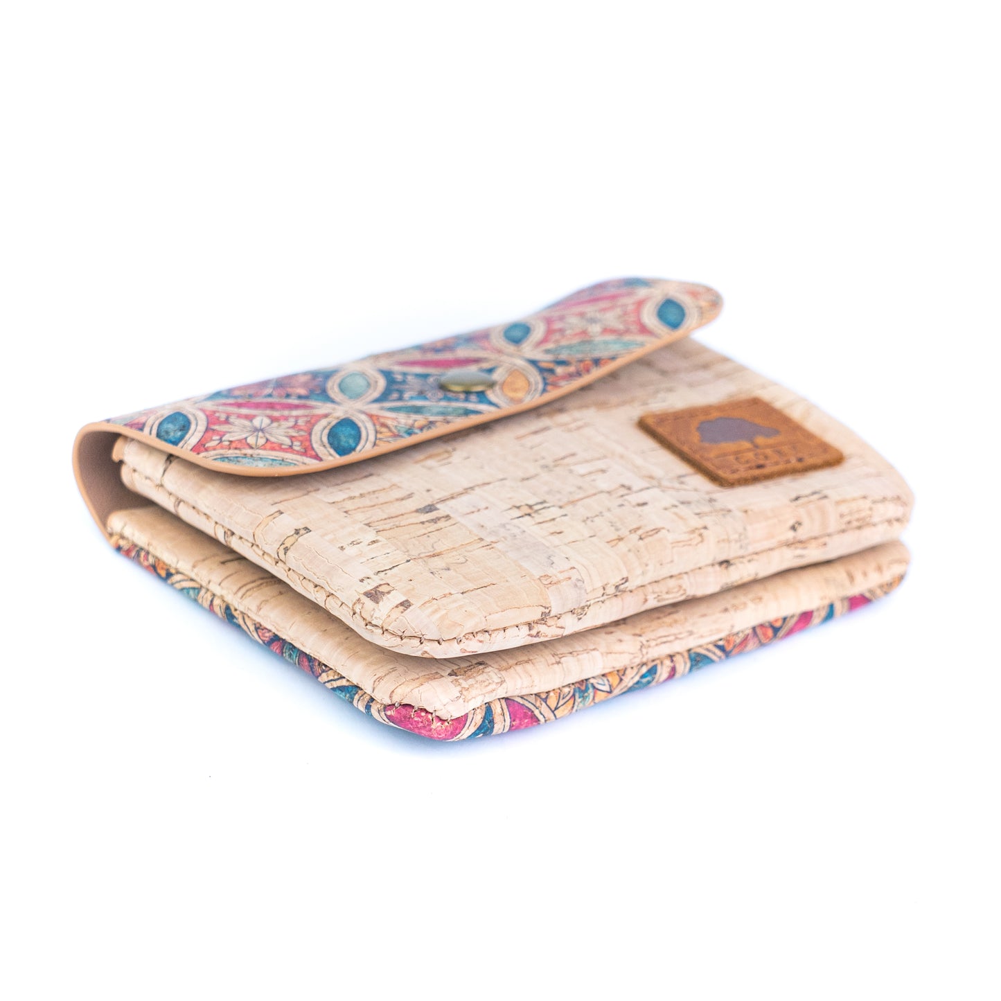 6-Pack Cork Wallet with PU Interior | Boho Print & Snap Closure – BAGD-634