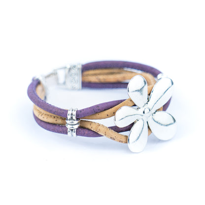 Natural Cork and flower Accessories Handmade Women's cork Bracelet BR-427-MIX-5