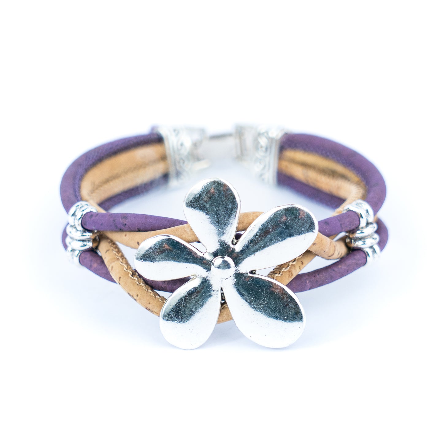 Natural Cork and flower Accessories Handmade Women's cork Bracelet BR-427-MIX-5