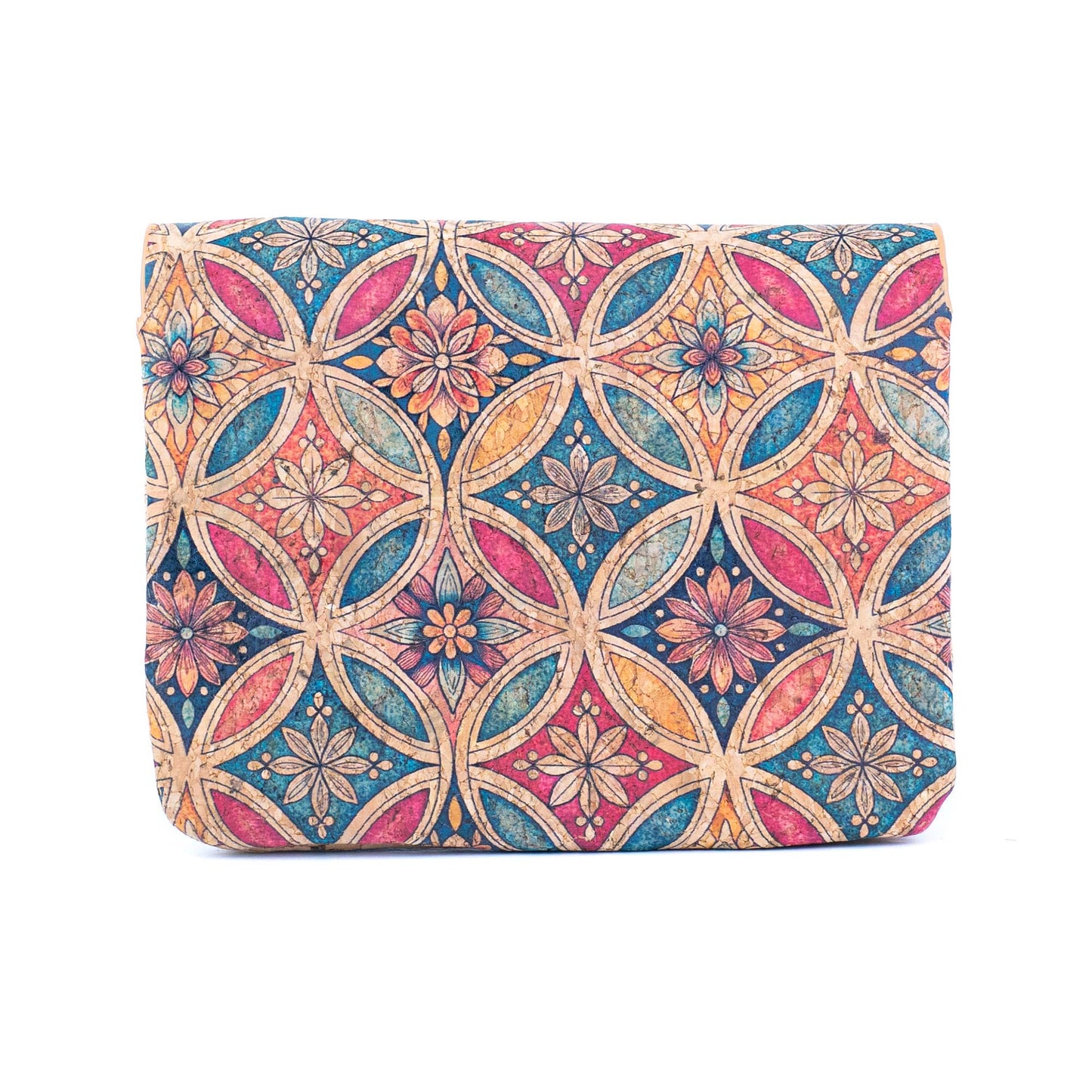 6-Pack Cork Wallet with PU Interior | Boho Print & Snap Closure – BAGD-634