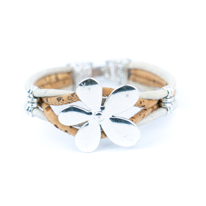 Natural Cork and flower Accessories Handmade Women's cork Bracelet BR-427-MIX-5