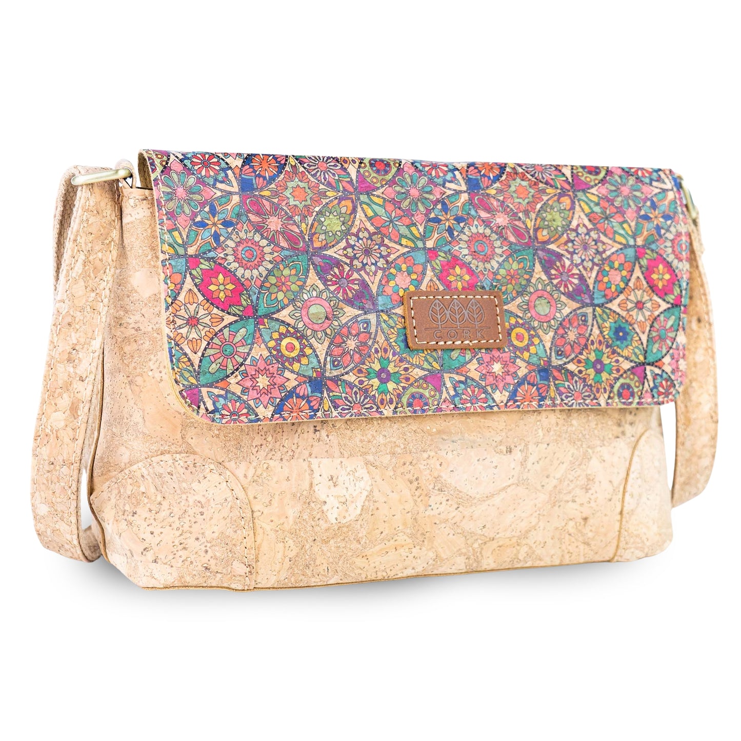 Printed Cork Crossbody Bag with Adjustable Strap BAGD-666