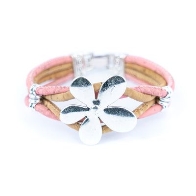 Natural Cork and flower Accessories Handmade Women's cork Bracelet BR-427-MIX-5