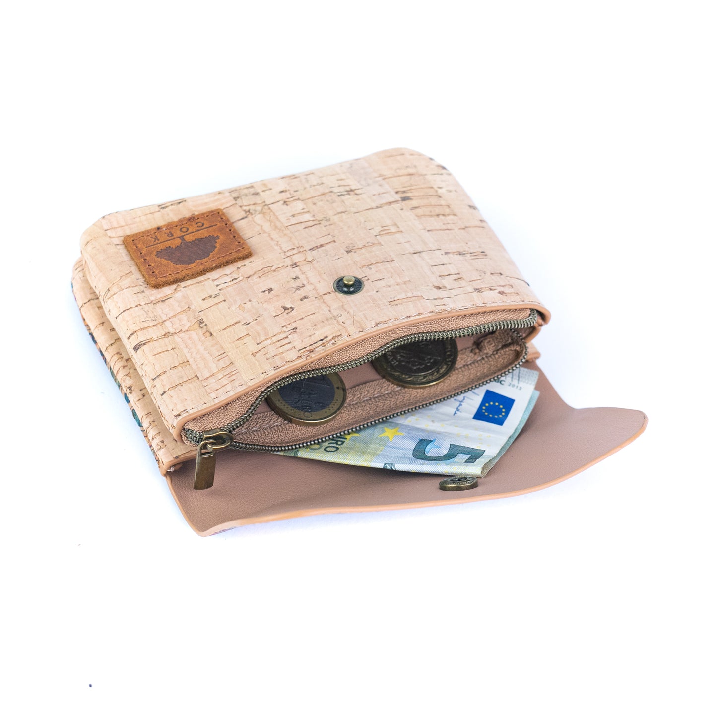 6-Pack Cork Wallet with PU Interior | Boho Print & Snap Closure – BAGD-634