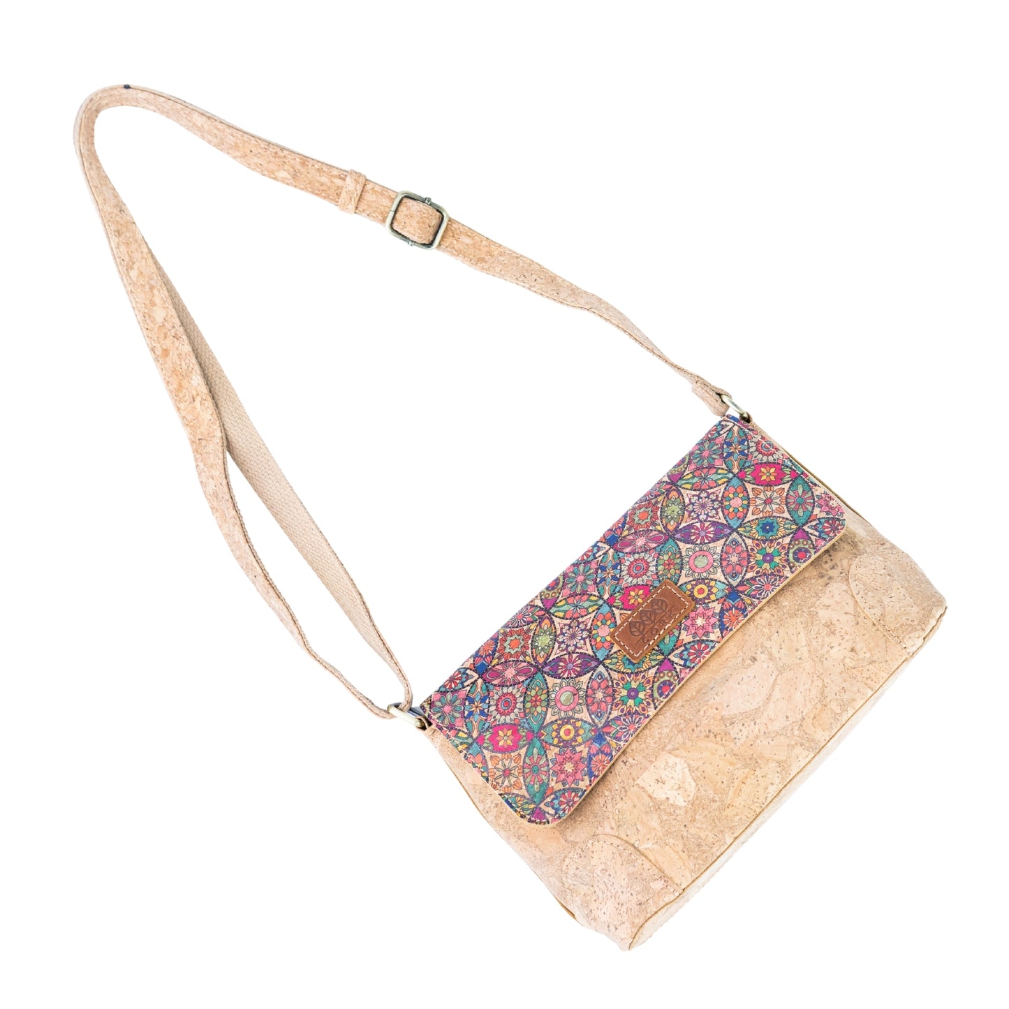 Printed Cork Crossbody Bag with Adjustable Strap BAGD-666