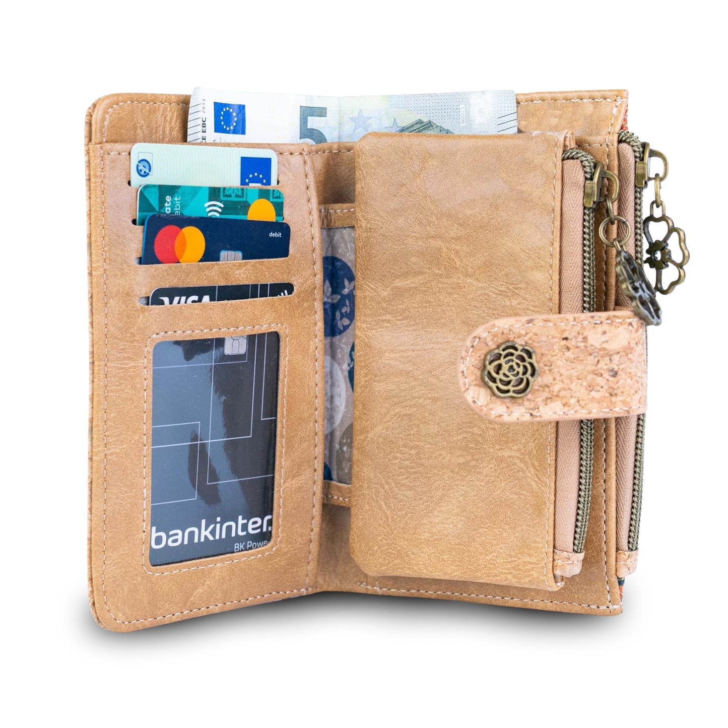 7-Pack Patchwork Cork Wallet | Boho Print, Zip & Snap Closure – BAGD-635