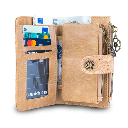 7-Pack Patchwork Cork Wallet | Boho Print, Zip & Snap Closure – BAGD-635