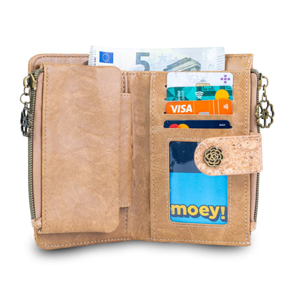 7-Pack Patchwork Cork Wallet | Boho Print, Zip & Snap Closure – BAGD-635