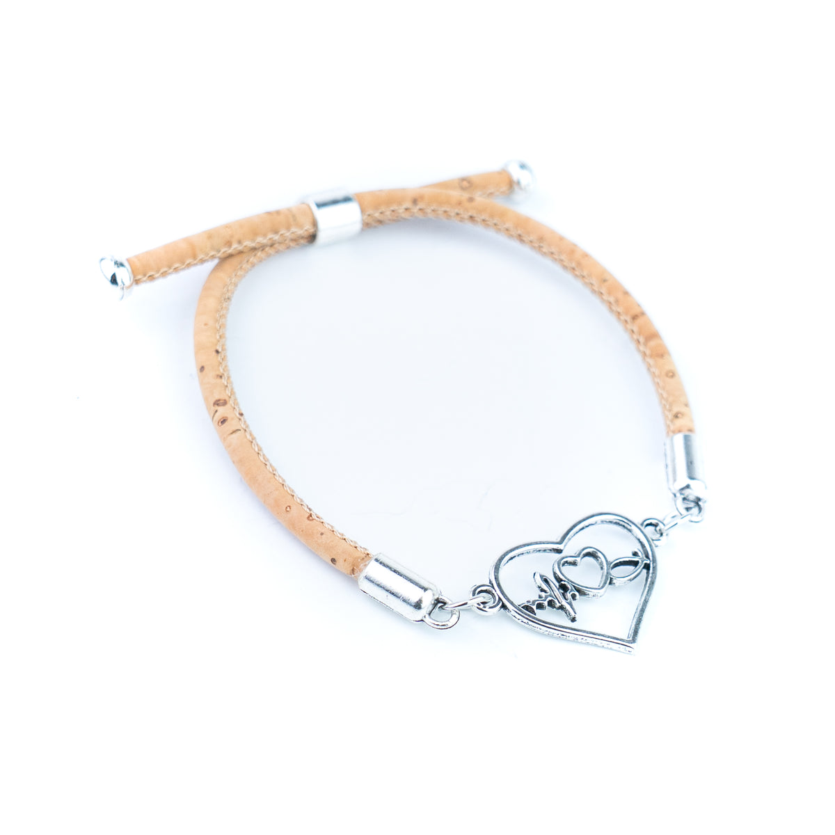 Natural Cork Heartbeat &amp; Infinity Bracelet – Set of 5 Colors  DBR-072-MIX-5