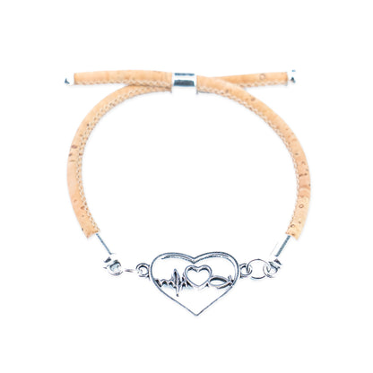 Natural Cork Heartbeat &amp; Infinity Bracelet – Set of 5 Colors  DBR-072-MIX-5