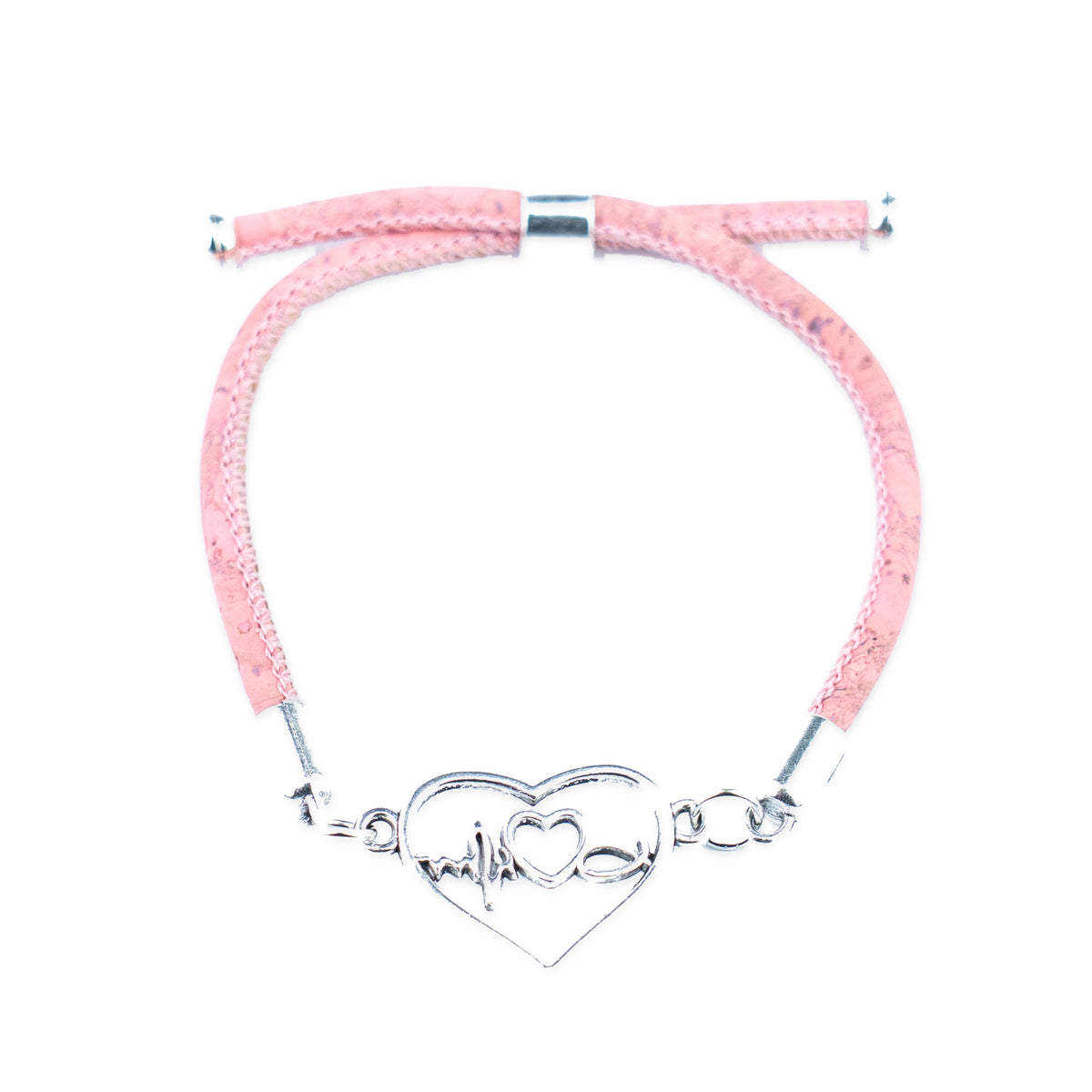 Natural Cork Heartbeat &amp; Infinity Bracelet – Set of 5 Colors  DBR-072-MIX-5