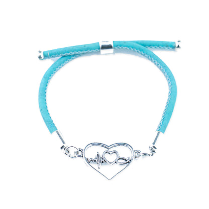 Natural Cork Heartbeat &amp; Infinity Bracelet – Set of 5 Colors  DBR-072-MIX-5