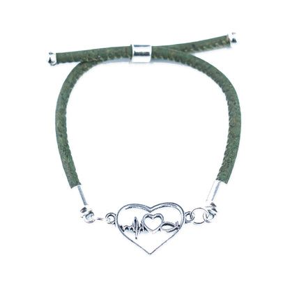 Natural Cork Heartbeat &amp; Infinity Bracelet – Set of 5 Colors  DBR-072-MIX-5