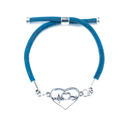 Natural Cork Heartbeat &amp; Infinity Bracelet – Set of 5 Colors  DBR-072-MIX-5