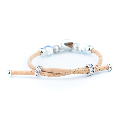 Portuguese Tile Cork Bracelets with Decorative Beads – Set of 5- DBR-070-MIX-5