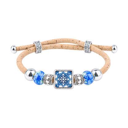 Portuguese Tile Cork Bracelets with Decorative Beads – Set of 5- DBR-070-MIX-5