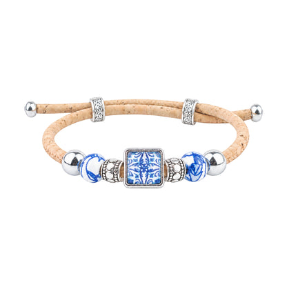 Portuguese Tile Cork Bracelets with Decorative Beads – Set of 5- DBR-070-MIX-5