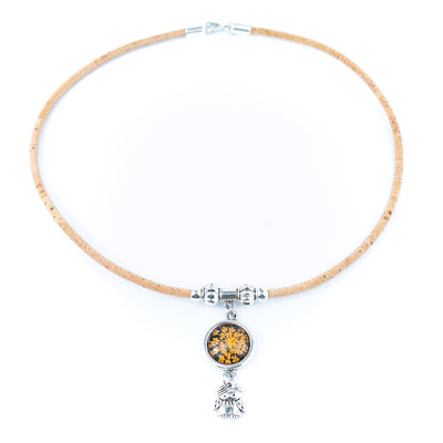 Handmade Cork Necklace - Dried Flower Collection women original wooden jewelry N-107-MIX-4