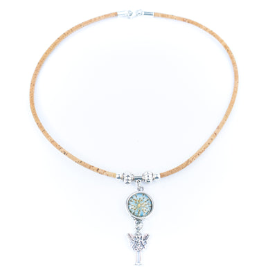 Handmade Cork Necklace - Dried Flower Collection women original wooden jewelry N-107-MIX-4