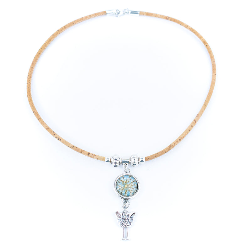 Handmade Cork Necklace - Dried Flower Collection women original wooden jewelry N-107-MIX-4