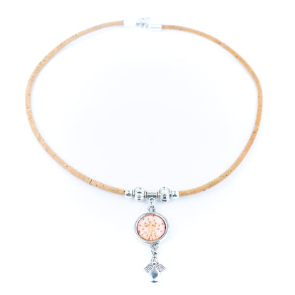 Handmade Cork Necklace - Dried Flower Collection women original wooden jewelry N-107-MIX-4