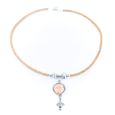 Handmade Cork Necklace - Dried Flower Collection women original wooden jewelry N-107-MIX-4