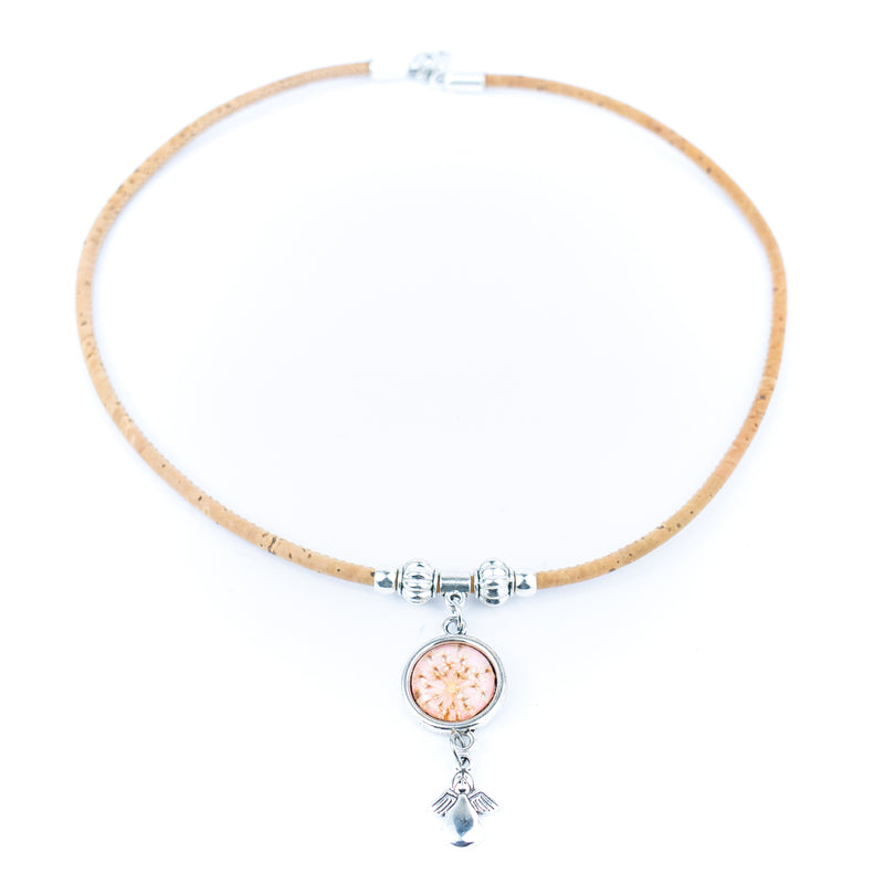 Handmade Cork Necklace - Dried Flower Collection women original wooden jewelry N-107-MIX-4