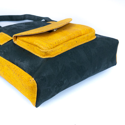 Cork Handbag for Women – Dual Tone Tote with Front Pocket BAGP-310
