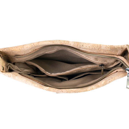 Printed Cork Crossbody Bag with Multiple Zipper Pockets BAGD-665