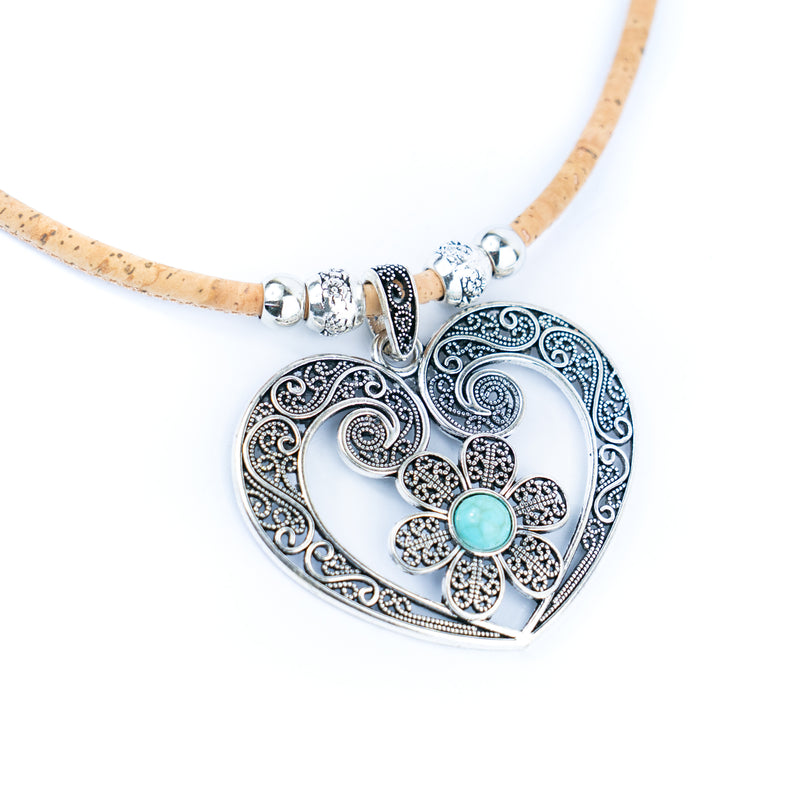 Natural cork cord and Heart of Viana pendant handmade women&