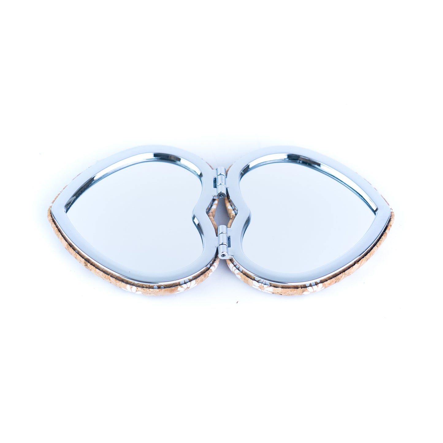12pcs | Cork Compact Mirror Dual Mirror — Round & Heart Shape L-1194