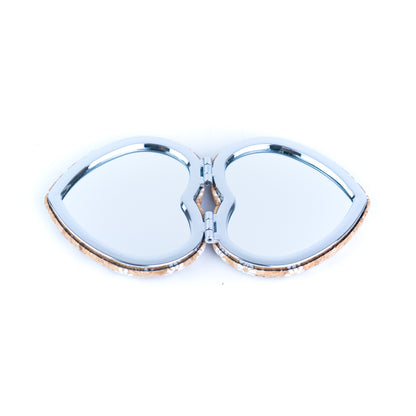 12pcs | Cork Compact Mirror Dual Mirror — Round & Heart Shape L-1194