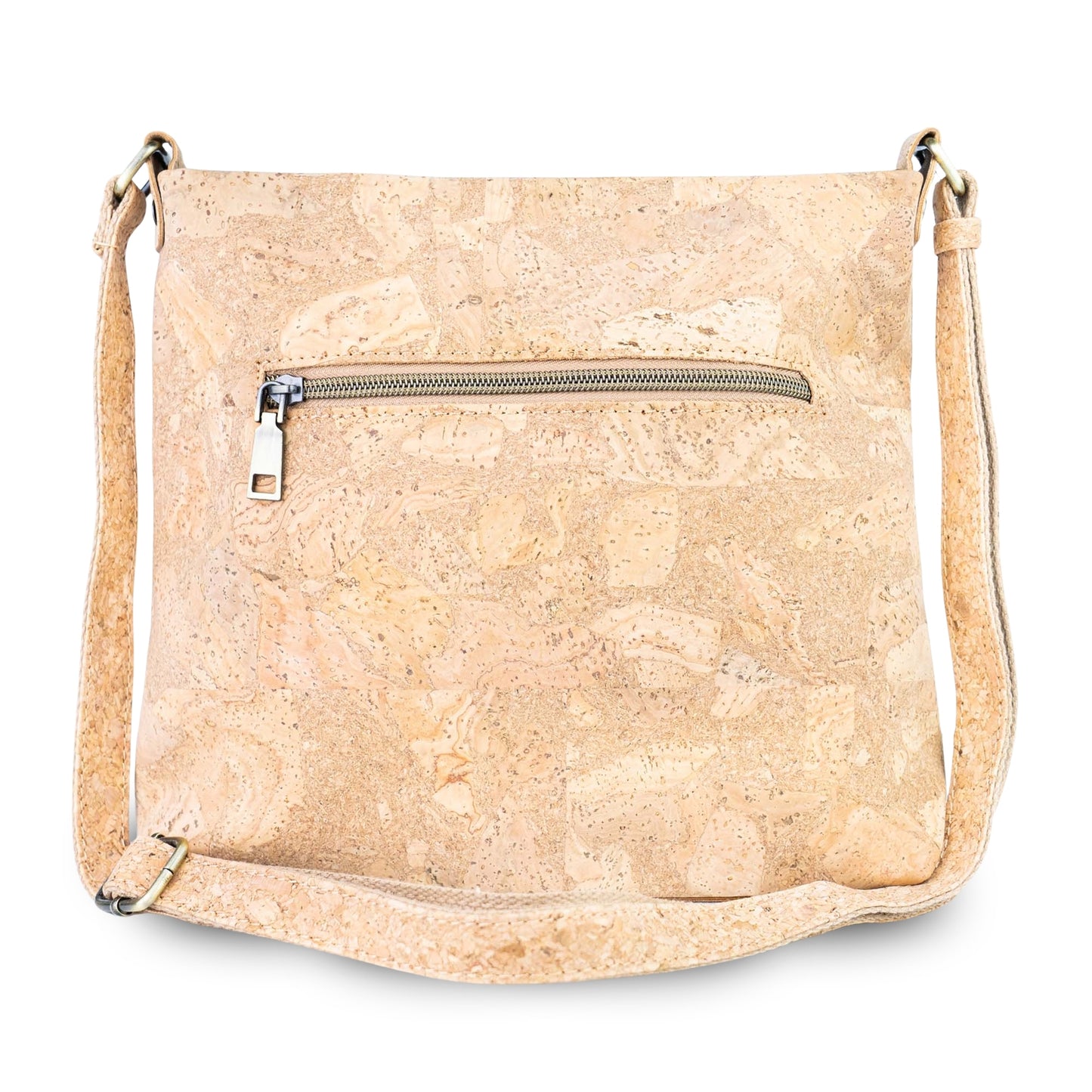 Printed Cork Crossbody Bag with Multiple Zipper Pockets BAGD-665