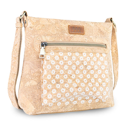 Printed Cork Crossbody Bag with Multiple Zipper Pockets BAGD-665