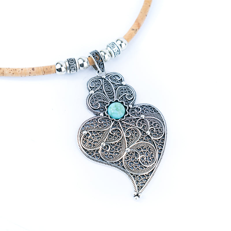 Natural cork cord and Heart of Viana pendant handmade women&
