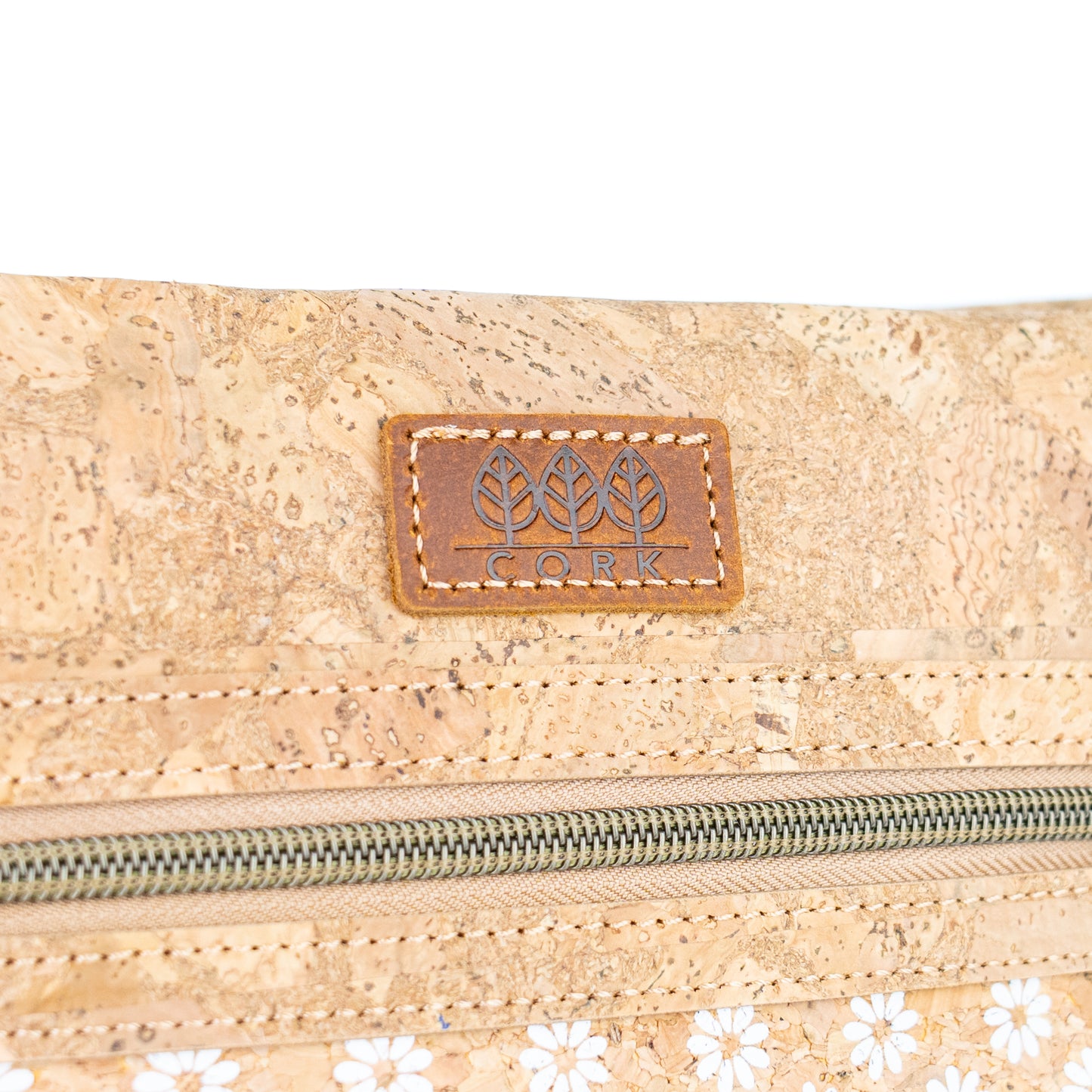Printed Cork Crossbody Bag with Multiple Zipper Pockets BAGD-665