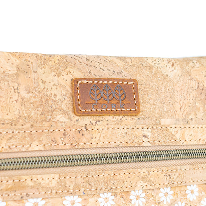 Printed Cork Crossbody Bag with Multiple Zipper Pockets BAGD-665