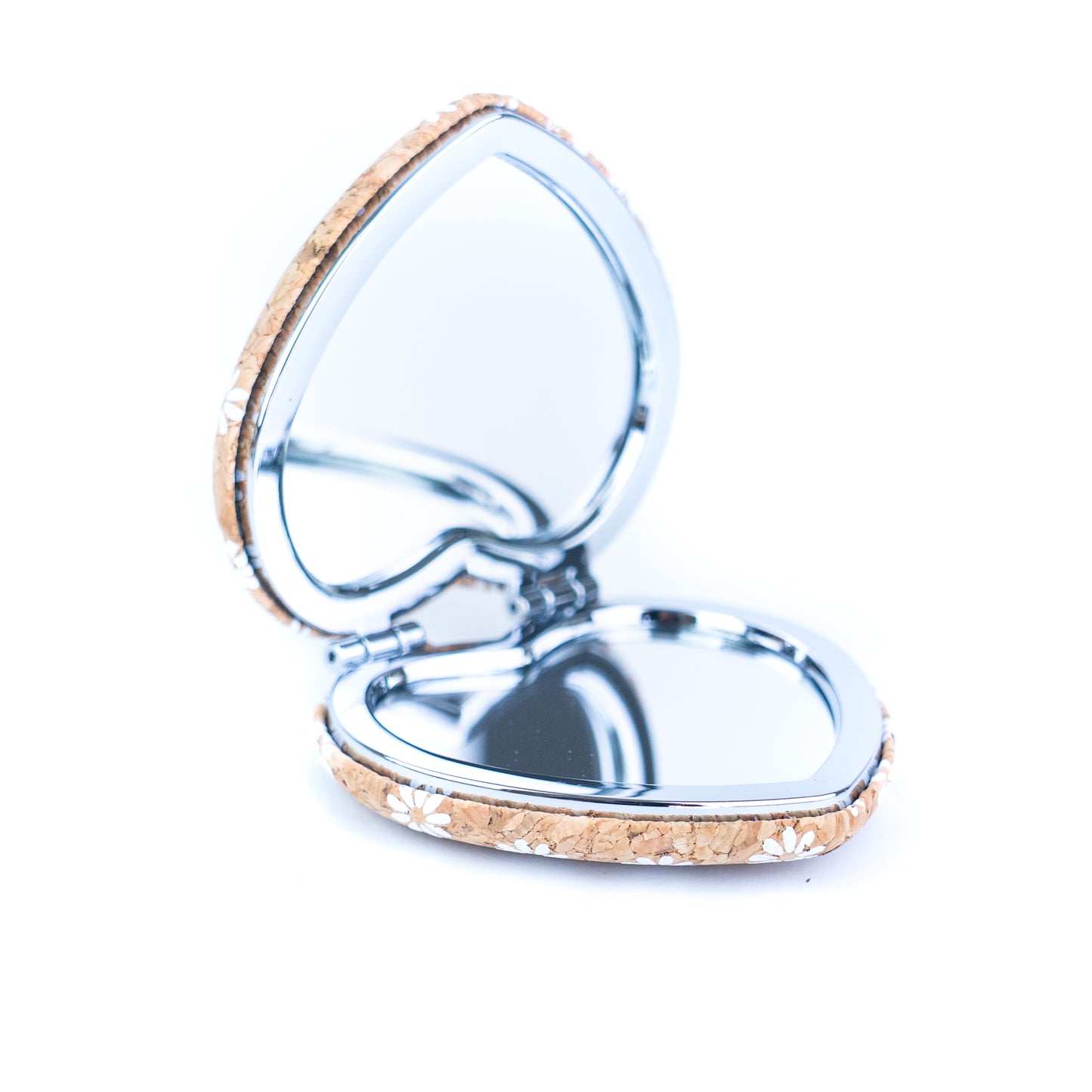 12pcs | Cork Compact Mirror Dual Mirror — Round & Heart Shape L-1194