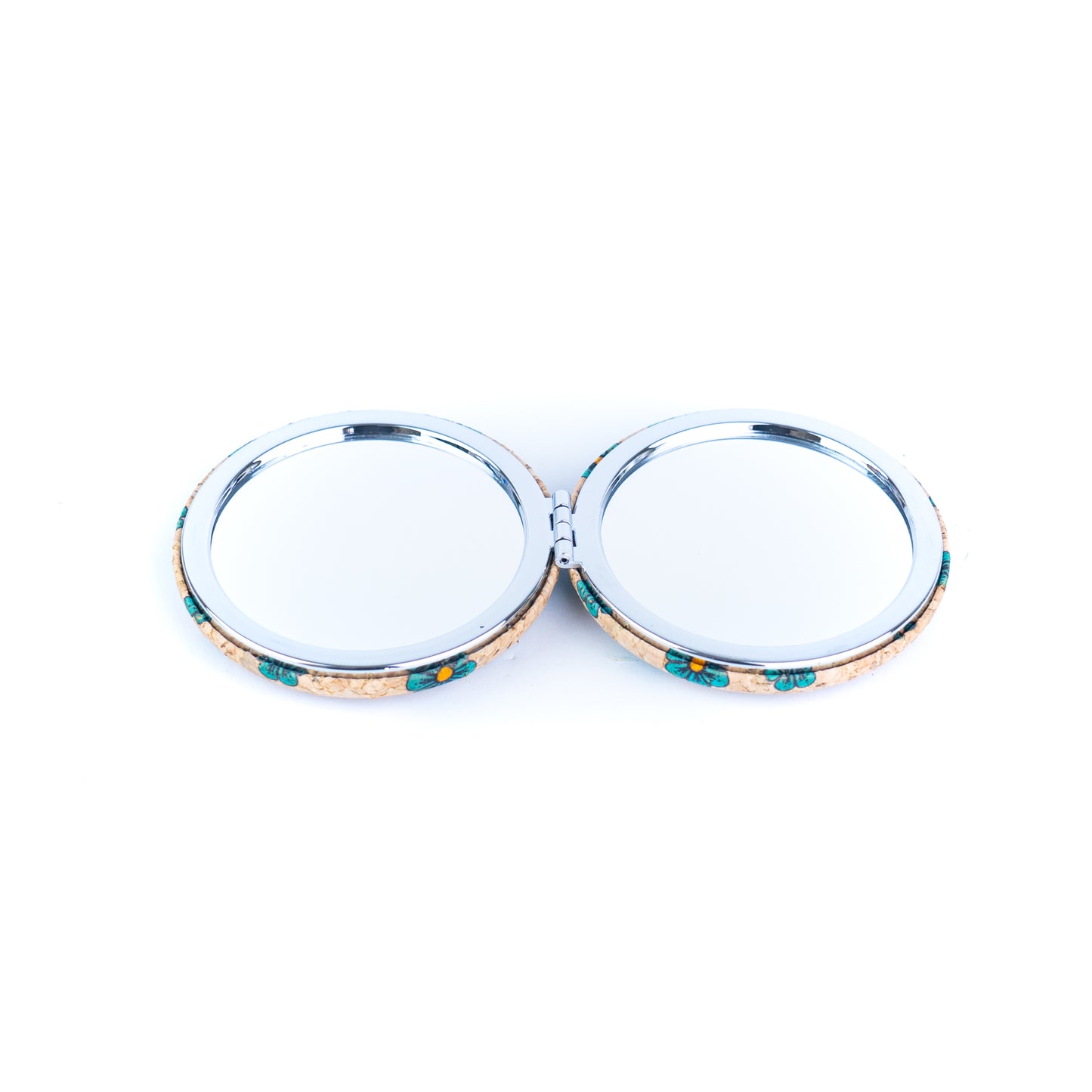 12pcs | Cork Compact Mirror Dual Mirror — Round & Heart Shape L-1194