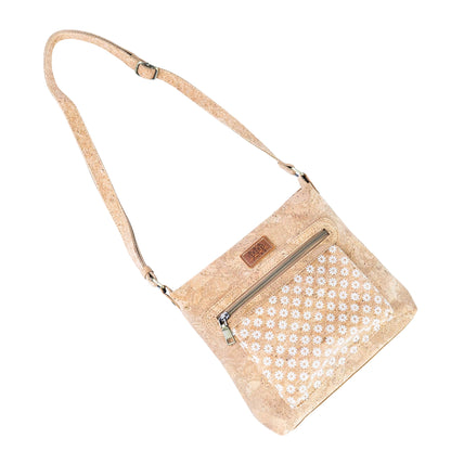 Printed Cork Crossbody Bag with Multiple Zipper Pockets BAGD-665
