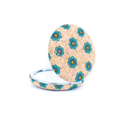 12pcs | Cork Compact Mirror Dual Mirror — Round & Heart Shape L-1194