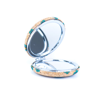 12pcs | Cork Compact Mirror Dual Mirror — Round & Heart Shape L-1194
